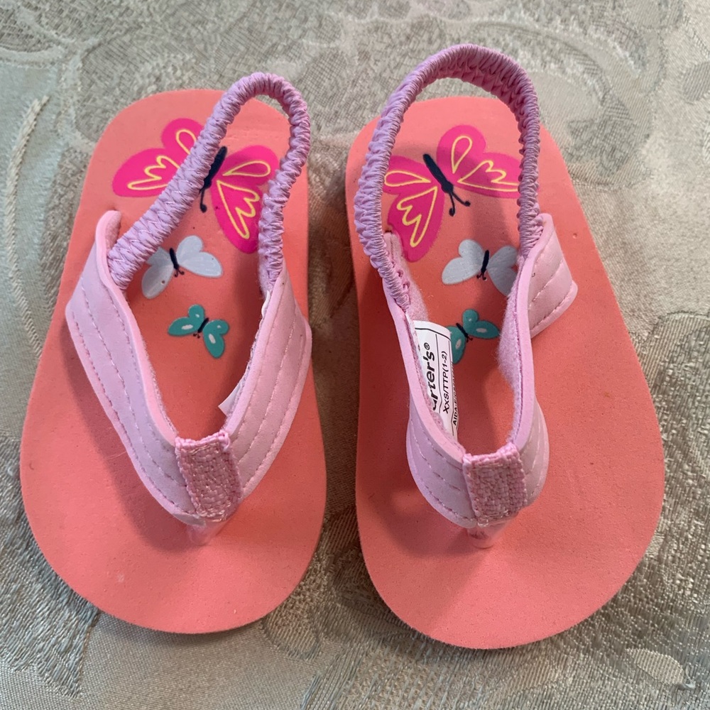 Carter’s XXS (1-2) Pink Butterfly Flip Flop Sandals